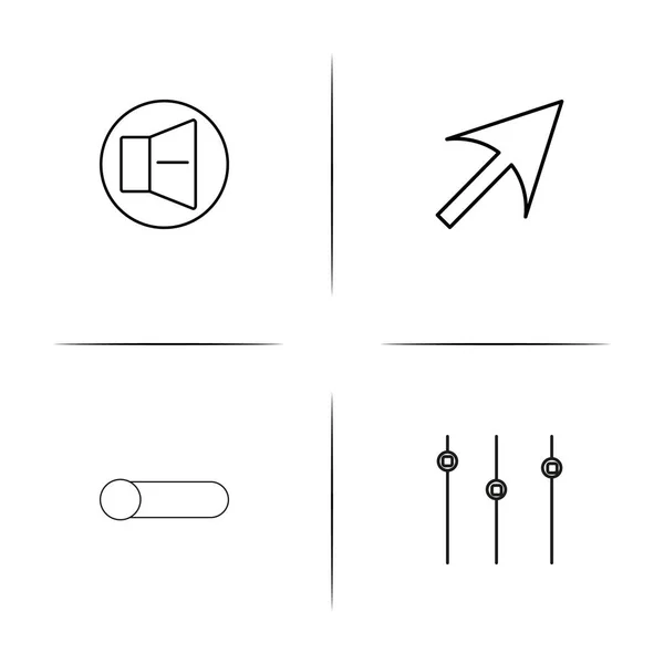 Botones simples iconos lineales establecidos. Iconos vectoriales delineados — Vector de stock