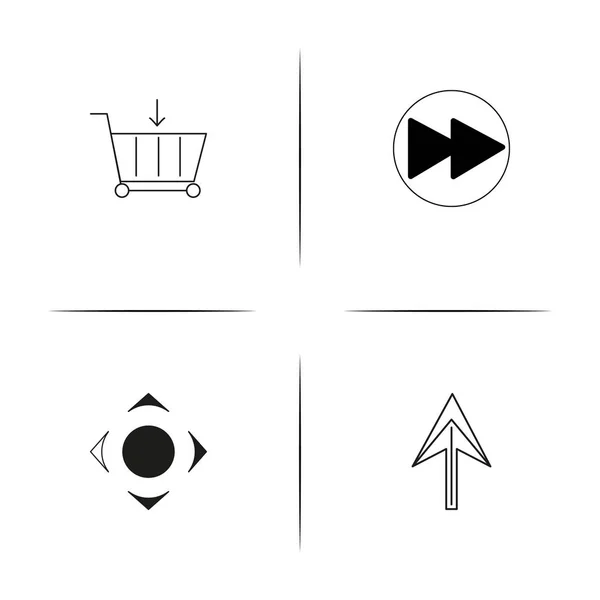 Botones simples iconos lineales establecidos. Iconos vectoriales delineados — Vector de stock