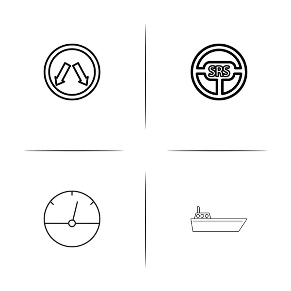 Autos und Transport einfache lineare Symbole gesetzt. umrissene Vektorsymbole — Stockvektor