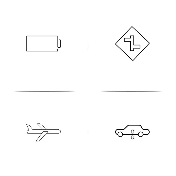 Coches y transporte simple conjunto de iconos lineales. Iconos vectoriales delineados — Vector de stock