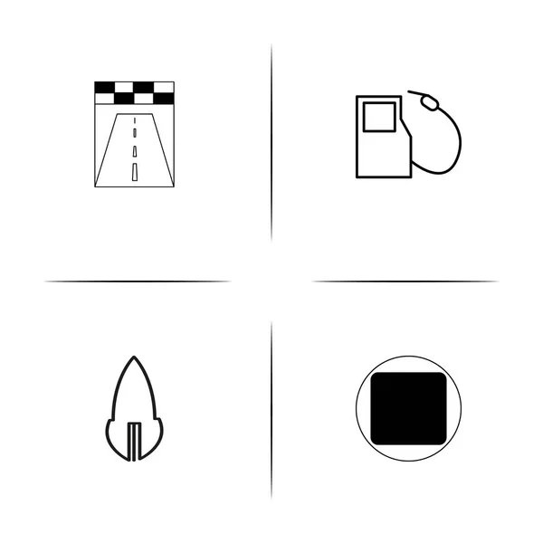 Arabalar ve ulaşım basit doğrusal Icons set. Seviyelendirilmiş vektör simgeler — Stok Vektör