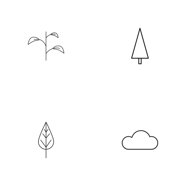 Natur einfache lineare Symbole gesetzt. umrissene Vektorsymbole — Stockvektor