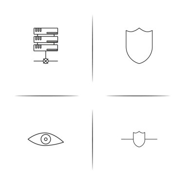 Internet Security basit doğrusal Icons set. Seviyelendirilmiş vektör simgeler