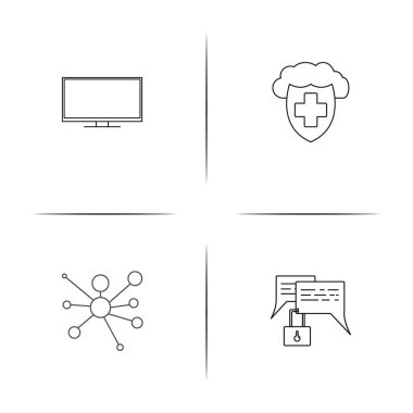 Internet Security basit doğrusal Icons set. Seviyelendirilmiş vektör simgeler