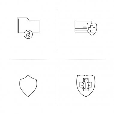 Internet Security basit doğrusal Icons set. Seviyelendirilmiş vektör simgeler