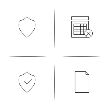 Siber Güvenlik basit doğrusal Icons set. Seviyelendirilmiş vektör simgeler