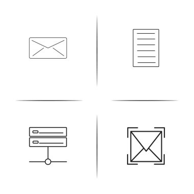 Siber Güvenlik basit doğrusal Icons set. Seviyelendirilmiş vektör simgeler