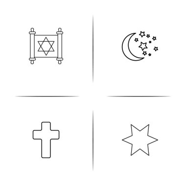 Din basit doğrusal Icons set. Seviyelendirilmiş vektör simgeler