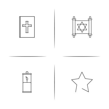 Din basit doğrusal Icons set. Seviyelendirilmiş vektör simgeler