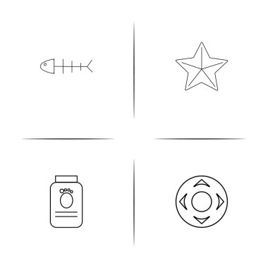 Hayvanlar basit doğrusal Icons set. Seviyelendirilmiş vektör simgeler