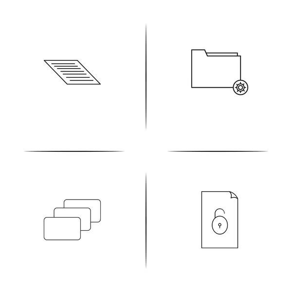 Dateien und Ordner, Zeichen einfache lineare Symbole gesetzt. umrissene Vektorsymbole — Stockvektor