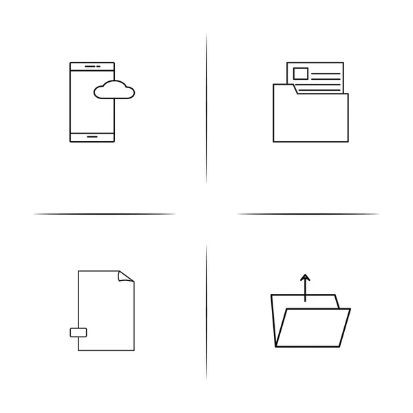 文件和文件夹, 符号简单的线性图标设置。分级显示的矢量图标 — 图库矢量图片