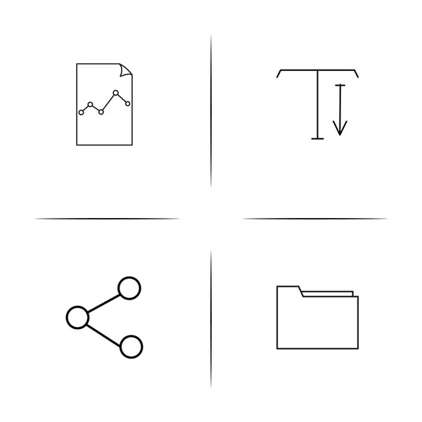 파일 및 폴더, 기호 간단한 선형 아이콘을 설정 합니다. 개요 벡터 아이콘 — 스톡 벡터