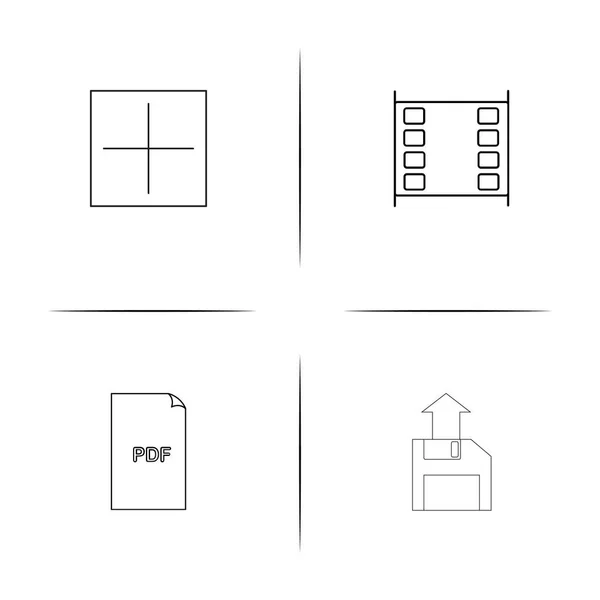 Archivos y carpetas, Firmar simples iconos lineales establecidos. Iconos vectoriales delineados — Archivo Imágenes Vectoriales