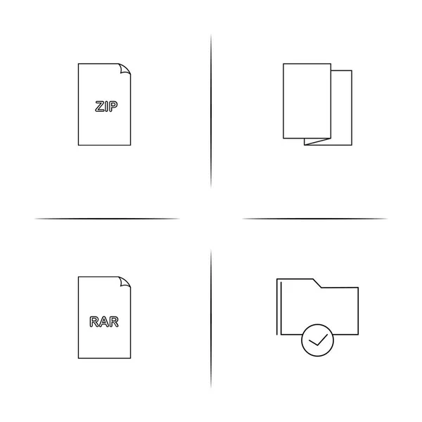 Archivos y carpetas, Firmar simples iconos lineales establecidos. Iconos vectoriales delineados — Archivo Imágenes Vectoriales