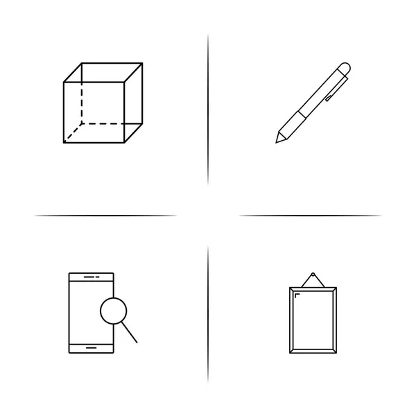 Proceso creativo y diseño conjunto de iconos lineales simples. Iconos vectoriales delineados — Archivo Imágenes Vectoriales
