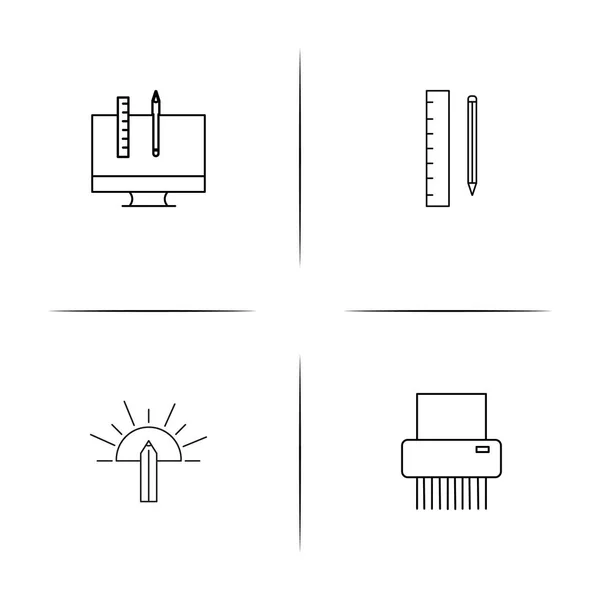 Yaratıcı süreç ve tasarımı basit doğrusal Icons set. Seviyelendirilmiş vektör simgeler — Stok Vektör