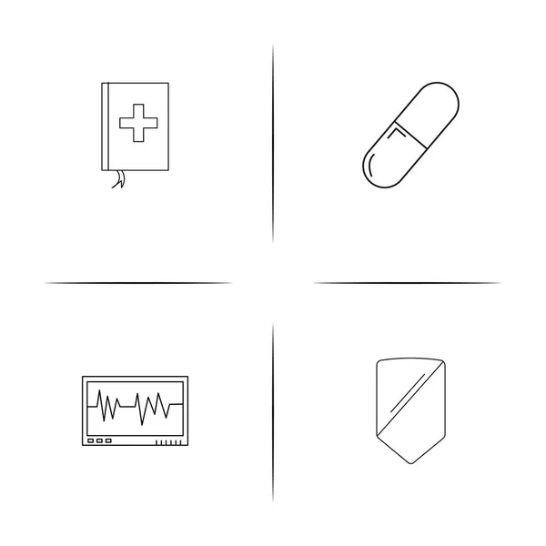 Gesundheitswesen und medizinische einfache lineare Symbole gesetzt. umrissene Vektorsymbole — Stockvektor