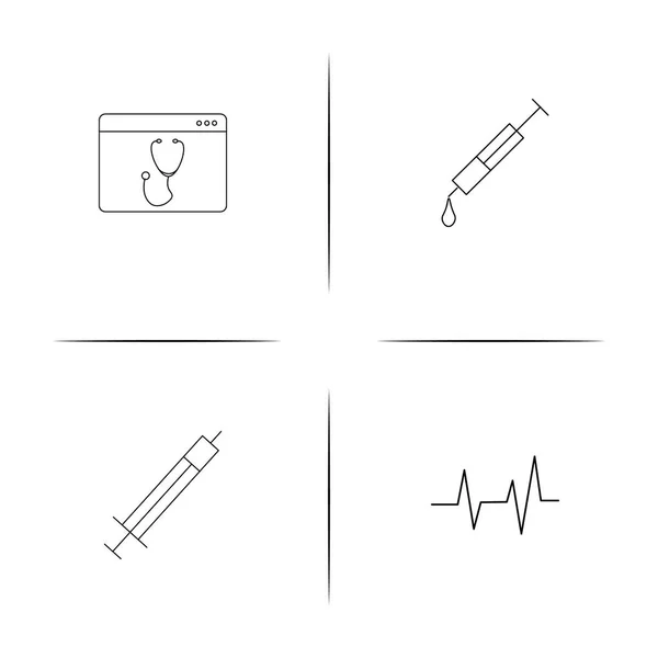Perawatan kesehatan Dan medis sederhana ikon linear ditetapkan. Garis besar ikon vektor - Stok Vektor