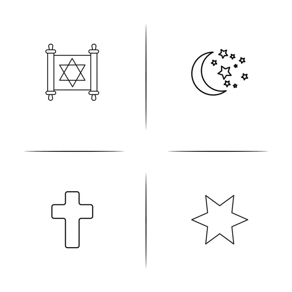 Religion simple linear icons set. Outlined vector icons — Stock Vector