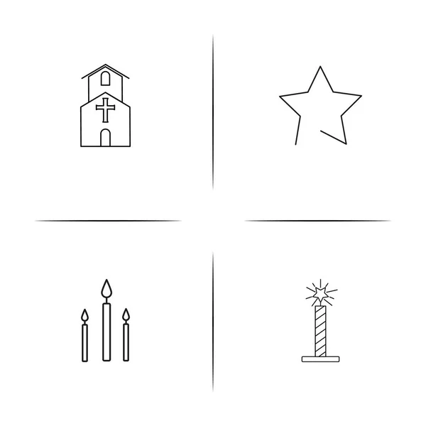 Religion simple jeu d'icônes linéaires. Icônes vectorielles esquissées — Image vectorielle