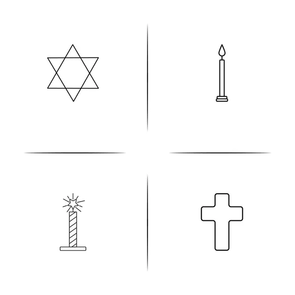 Religion simple jeu d'icônes linéaires. Icônes vectorielles esquissées — Image vectorielle