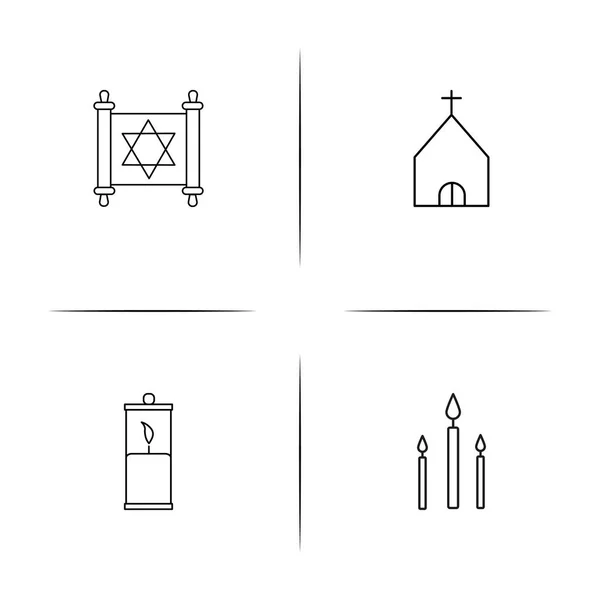 Religion einfache lineare Symbole gesetzt. umrissene Vektorsymbole — Stockvektor