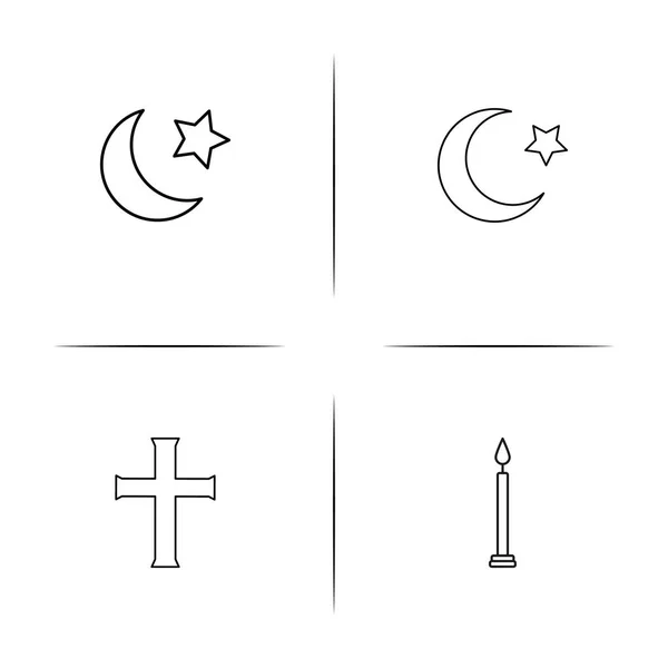 Religione semplice set di icone lineari. Icone vettoriali delineate — Vettoriale Stock