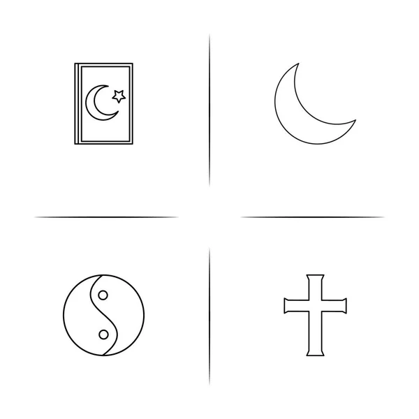 Religione semplice set di icone lineari. Icone vettoriali delineate — Vettoriale Stock