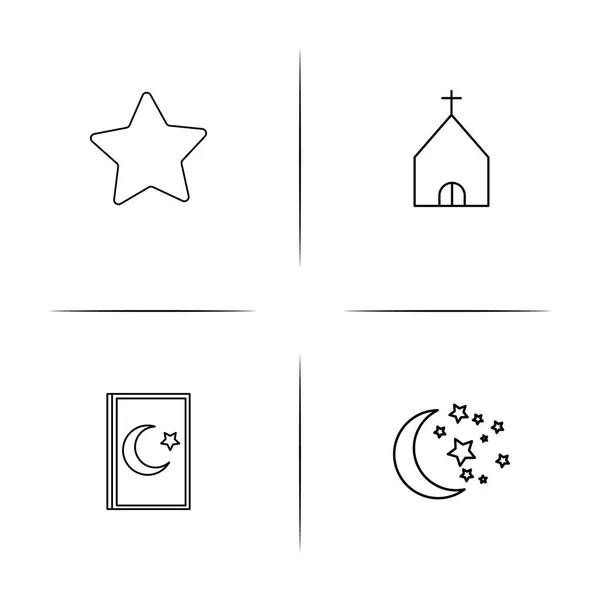 Conjunto de iconos lineales simples de religión. Iconos vectoriales delineados — Vector de stock