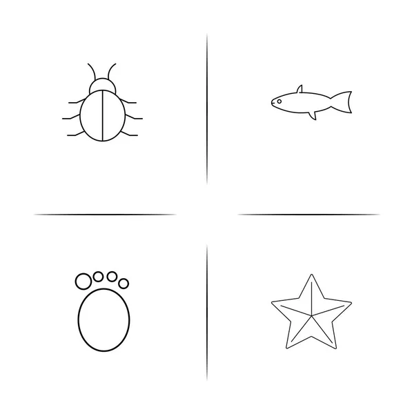 Animale simple pictograme liniare set. Pictograme vectoriale evidențiate — Vector de stoc
