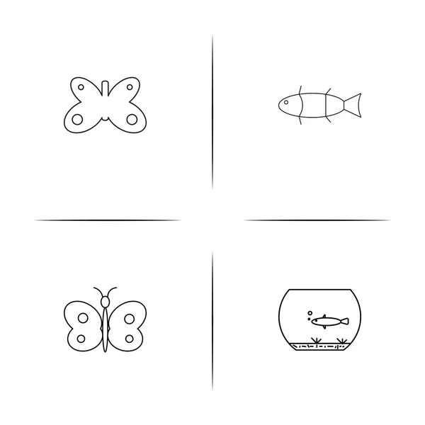 Animale simple pictograme liniare set. Pictograme vectoriale evidențiate — Vector de stoc