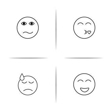İfadeler basit doğrusal Icons set. Seviyelendirilmiş vektör simgeler
