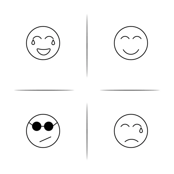 Emoticons eenvoudige lineaire pictogrammen instellen. Overzicht vector iconen — Stockvector