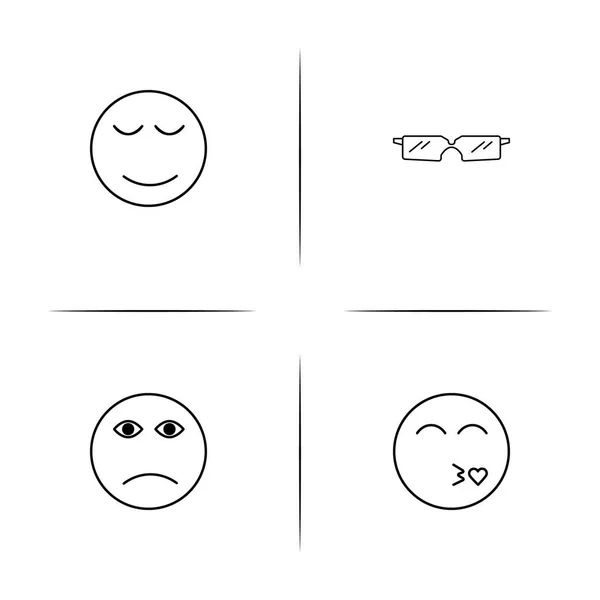 Emoticonos simples iconos lineales conjunto. Iconos vectoriales delineados — Archivo Imágenes Vectoriales