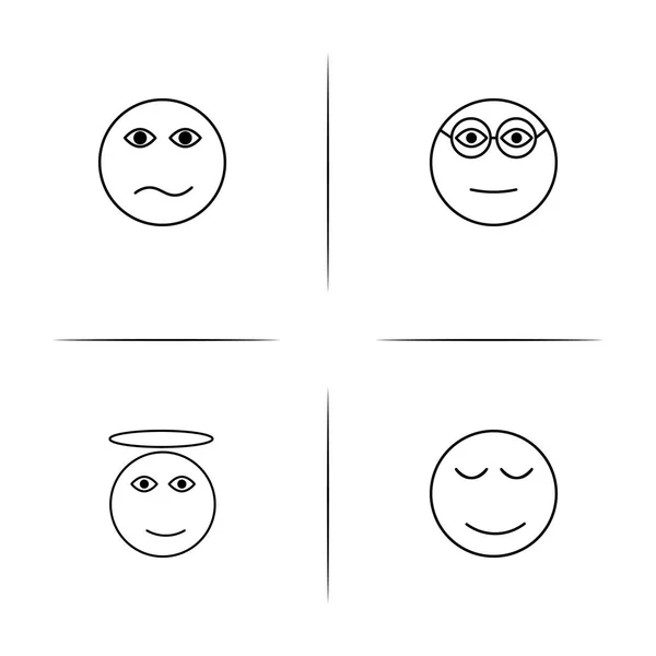 Emoticonos simples iconos lineales conjunto. Iconos vectoriales delineados — Archivo Imágenes Vectoriales