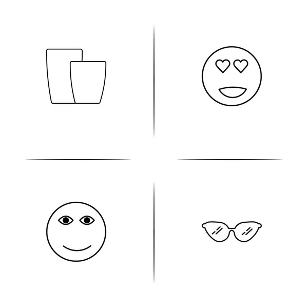 Emoticonos simples iconos lineales conjunto. Iconos vectoriales delineados — Archivo Imágenes Vectoriales