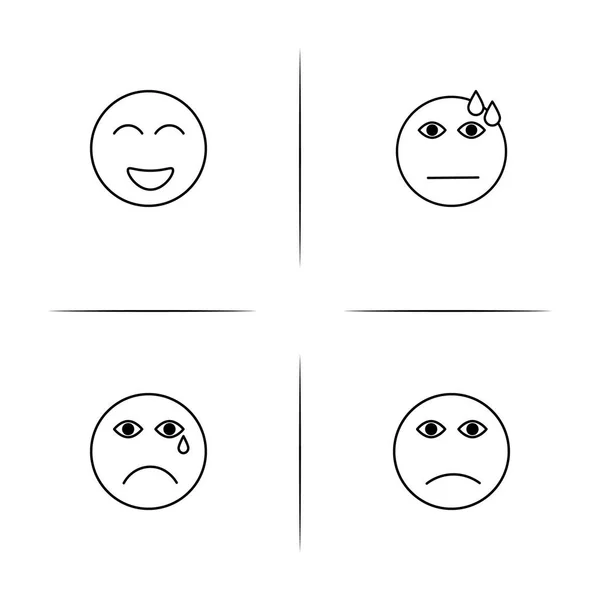 Emoticons simple linear icons set. Outlined vector icons — Stock Vector
