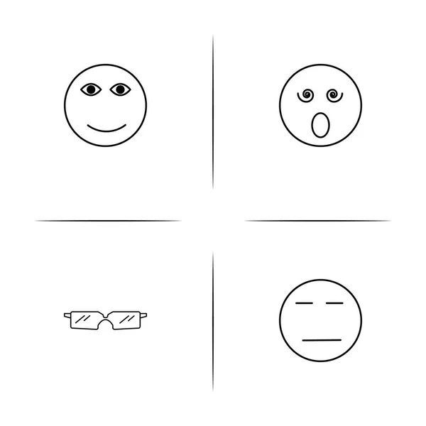 Emoticons einfache lineare Symbole gesetzt. umrissene Vektorsymbole — Stockvektor