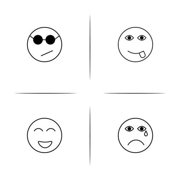 Emoticonos simples iconos lineales conjunto. Iconos vectoriales delineados — Archivo Imágenes Vectoriales