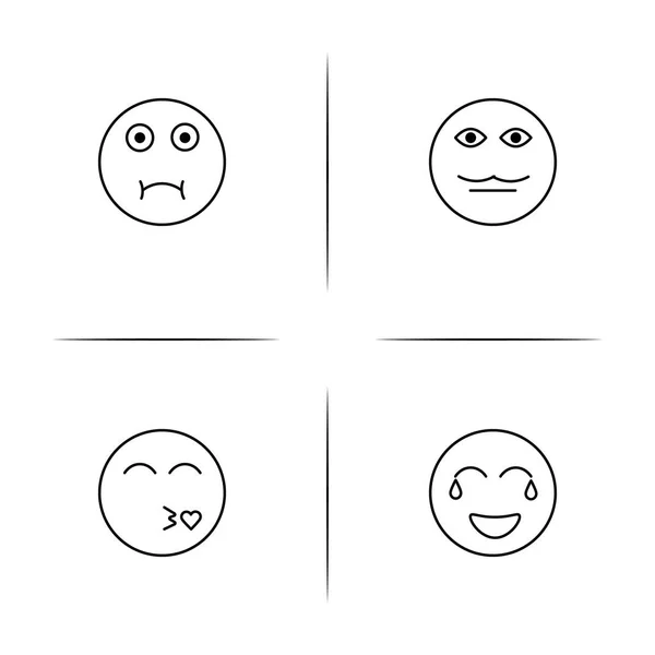 Emoticons einfache lineare Symbole gesetzt. umrissene Vektorsymbole — Stockvektor