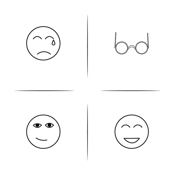 Emoticonos simples iconos lineales conjunto. Iconos vectoriales delineados — Archivo Imágenes Vectoriales