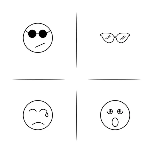 Emoticons simple linear icons set. Outlined vector icons — Stock Vector