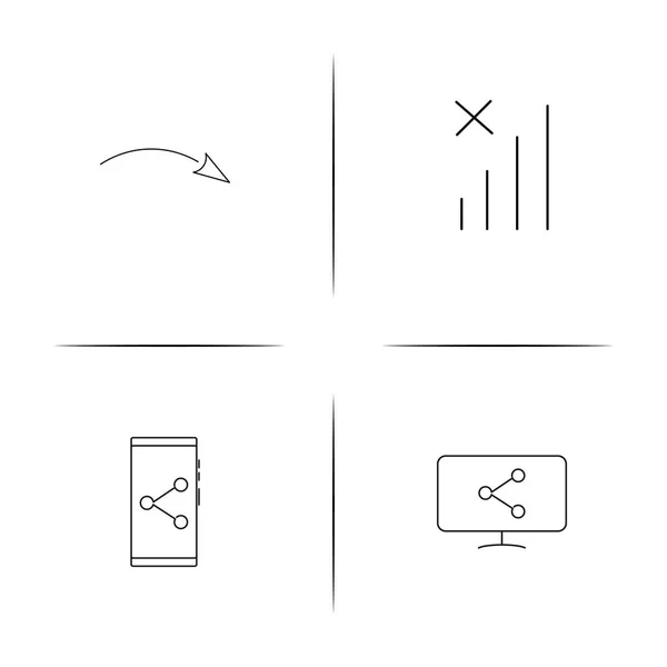 Netwerk en Database eenvoudige lineaire pictogrammen instellen. Overzicht vector iconen — Stockvector