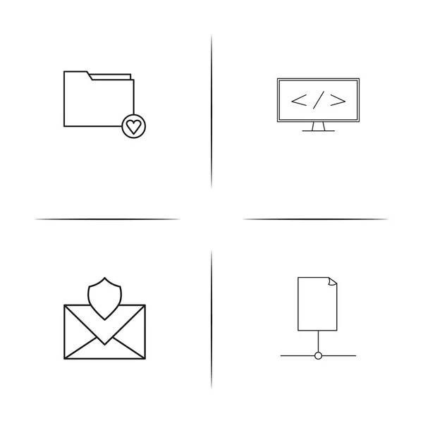 Set di icone lineari semplici di rete e database. Icone vettoriali delineate — Vettoriale Stock