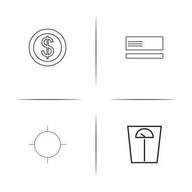 Bankacılık, finans ve para basit doğrusal Icons set. Seviyelendirilmiş vektör simgeler