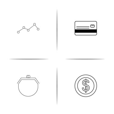 Bankacılık, finans ve para basit doğrusal Icons set. Seviyelendirilmiş vektör simgeler