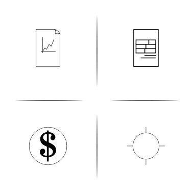 Bankacılık, finans ve para basit doğrusal Icons set. Seviyelendirilmiş vektör simgeler