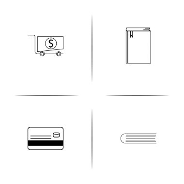 Bankacılık, finans ve para basit doğrusal Icons set. Seviyelendirilmiş vektör simgeler