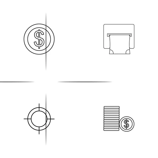 Conjunto Iconos Lineales Simples Banca Finanzas Dinero Iconos Vectoriales Delineados — Archivo Imágenes Vectoriales